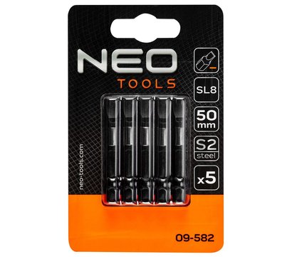 Изображение 2 Биты Neo Tools S2, 50 мм, SL8-5 шт. - 09-582