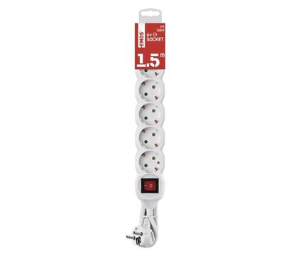 Зображення 2 Мережевий фільтр Emos 6р., 1.5м, White - P1621R