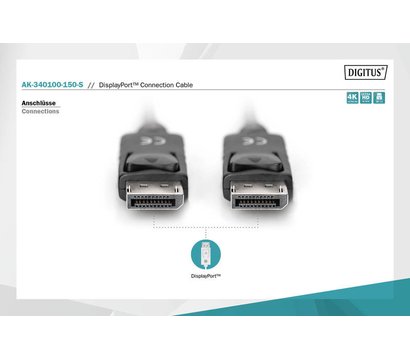 Зображення 3 Кабель мультимедійний Assmann DisplayPort (AM/AM) 15m, black - AK-340100-150-S