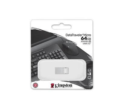 Изображение 3 USB флешка Kingston DataTraveler Micro USB 3.2 Metal Silver 64GB - DTMC3G2/64GB