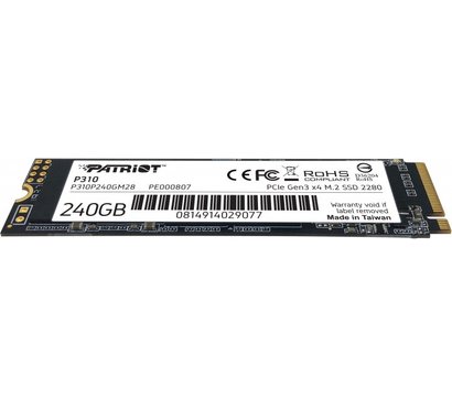 Зображення 3 SSD диск Patriot P310 240GB M.2 2280 NVMe PCIe 4.0 x4 TLC — P310P240GM28, Ємність накопичувача: 240 ГБ