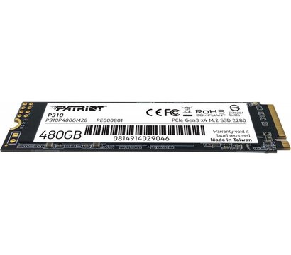 Изображение 3 Накопитель SSD Patriot P310 480GB M.2 2280 NVMe PCIe 4.0 x4 TLC — P310P480GM28, Емкость накопителя: 480 ГБ
