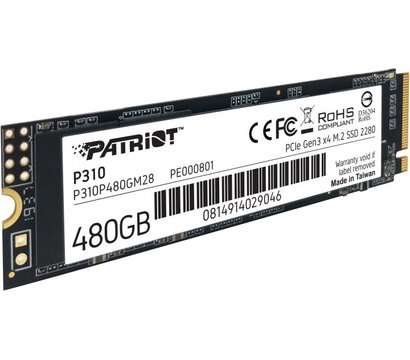 Изображение 4 Накопитель SSD Patriot P310 480GB M.2 2280 NVMe PCIe 4.0 x4 TLC — P310P480GM28, Емкость накопителя: 480 ГБ