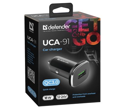 Изображение 2 Зарядное устройство Defender UCA-91 (1 USB 3А 18Вт) – 83830