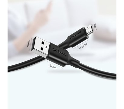 Зображення 7 Кабель Ugreen US289 USB 2.0 AM-MicroUSB M, 2 м, 3.0A Black - 60138