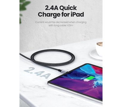 Зображення 4 Кабель Ugreen US199 USB AM-Lightning M, 2.0 м, 2.4A, Black - 60158