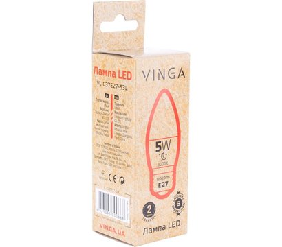Зображення 2 LED лампочка Vinga VL-C37E27-53L на 50 Вт