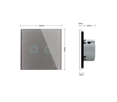 Изображение 4 Сенсорный выключатель Livolo VL-C702-IP-15 Grey glass серое