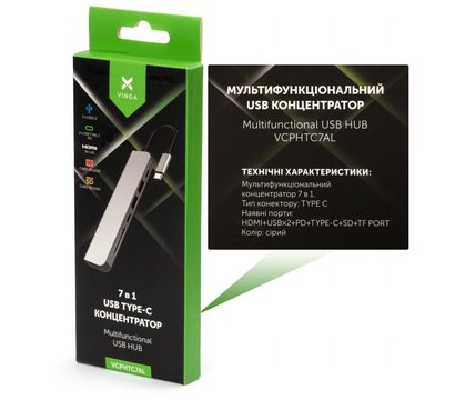 Изображение 5 USB Hub (хаб) Vinga VCPHTC7AL