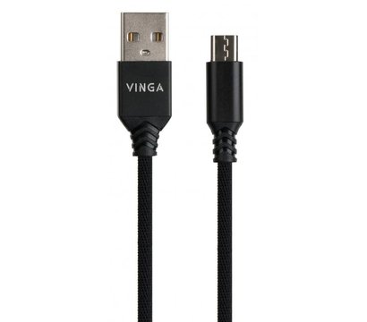 Зображення 2 Кабель Vinga USB 2.0 AM to Micro 5P nylon 1м Black - VCPDCMBN21BK