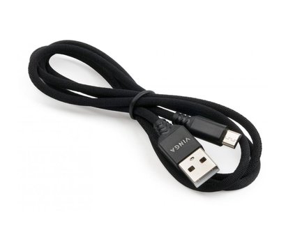 Зображення 3 Кабель Vinga USB 2.0 AM to Micro 5P nylon 1м Black - VCPDCMBN21BK