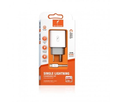 Изображение 2 Зарядное устройство SkyDolphin SC38T (1USBx2.4A) White + кабель Lightning — MZP-000182