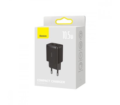 Зображення 3 Зарядний пристрій Baseus Compact 10,5W (2 USB) Black — CCXJ010201