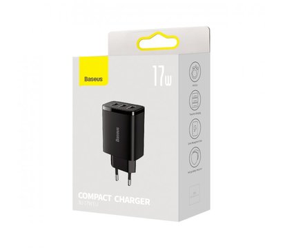 Изображение 5 Зарядное устройство Baseus Compact 17W (3 USB) Black — CCXJ020101