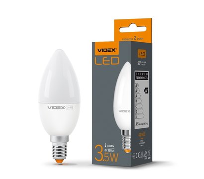 Зображення 2 Світлодіодна LED лампочка Videx C37e 3.5W E14 4100K 220V