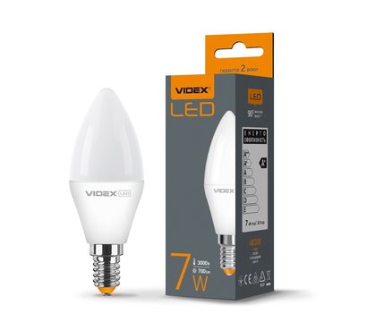 Изображение 2 LED лампа Videx C37e 7W E14 3000K 220V на 70 Вт