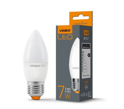 Зображення 2 LED лампочка Videx C37e 7W E27 3000K 220V на