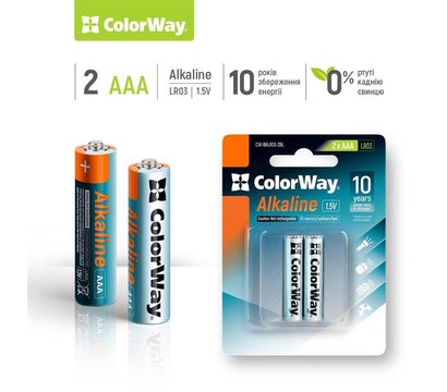 Изображение 2 Батарейка ColorWay Alkaline Power AAA/LR03 BL 2шт