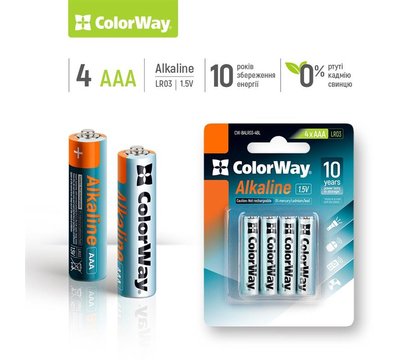 Изображение 2 Батарейка ColorWay Alkaline Power AAA/LR03 BL 4шт