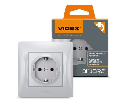 Зображення 2 Розетка Videx VF-BNSK1G-SS із заземленням