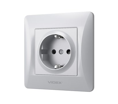 Зображення 3 Розетка Videx VF-BNSK1G-SS із заземленням