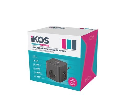 Зображення 2 Ikos C34S-CU Black 3 розеток