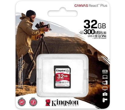 Зображення 3 Карта пам`яті Kingston Canvas React Plus SD Class10 UHS-II U3 32GB - SDR2/32GB