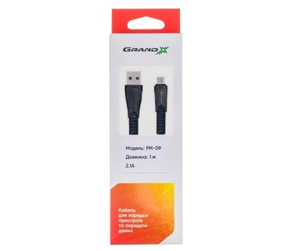 Зображення 3 Кабель Grand-X USB на microUSB, 2A, 1м, Black - FM09