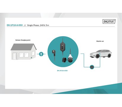 Зображення 6 Кабель зарядний Кабель Digitus EV Single Phase, 230V, 8-16А, 5 m - DK-1P16-A-050