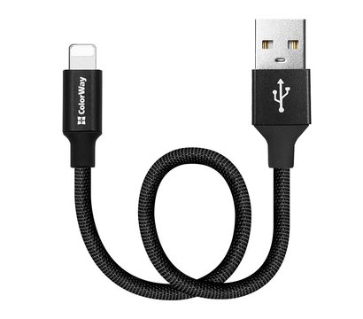 Изображение 2 Кабель ColorWay USB 2.0 AM to Lightning 0.25m black - CW-CBUL048-BK