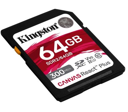 Зображення 2 Карта пам`яті Kingston Canvas React Plus SD Class10 UHS-II U3 64GB - SDR2/64GB