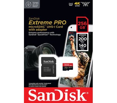 Изображение 2 Карта памяти SanDisk Extreme Pro V30 microSD C10 UHS-I U3 256GB + SD - SDSQXCD-256G-GN6MA