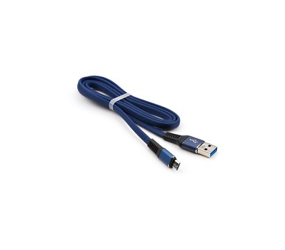 Изображение 3 Кабель Vinga USB 2.0 AM to Micro 5P 1m flat nylon blue - VCPDCMFNB1B