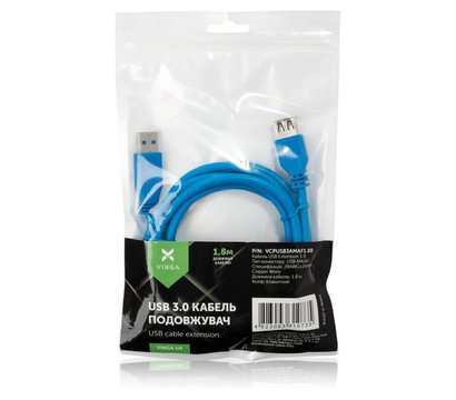 Зображення 3 Кабель Vinga USB 3.0 AM/AF 1.8m - VCPUSB3AMAF1.8B