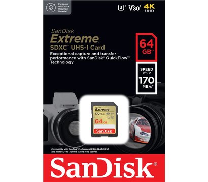 Изображение 4 Карта памяти SanDisk Extreme V30 SD C10 UHS-I U3 64GB - SDSDXV2-064G-GNCIN