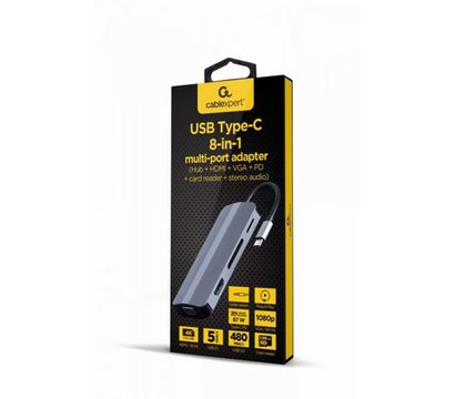 Зображення 3 Док станція для планшета Cablexpert A-CM-COMBO8-02, USB-C 8-в-1