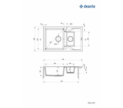Изображение 2 Кухонная мойка Deante Andante, ZQN_7113