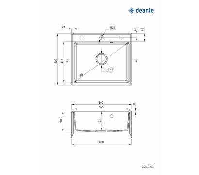 Изображение 3 Мойка для кухни Deante Andante, ZQN_2103