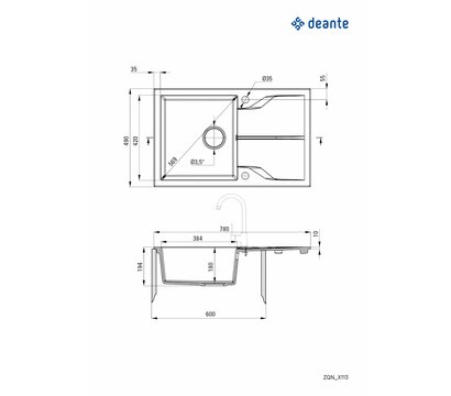 Изображение 3 Мойка для кухни Deante Andante, ZQN_G113