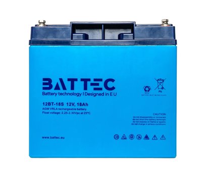 Зображення 2 Свинцево-кислотний акумулятор Battec BT12-18, 12V 18.0Ah, Ємність (Аг): 18 А·год
