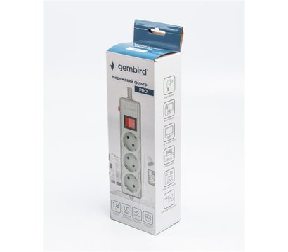 Зображення 4 Gembird Pro 1.8м, 3р, Grey - SPG3-G-6G-PRO 3 розеток
