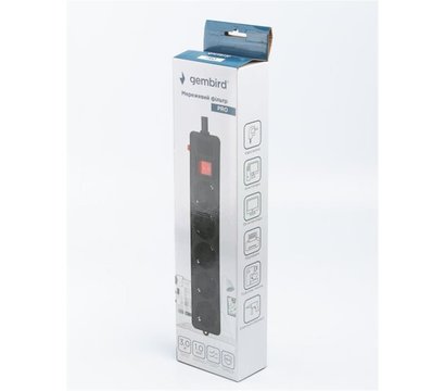 Зображення 4 Gembird Pro 3м, 5р, Black - SPG5-G-10B-PRO 5 розеток