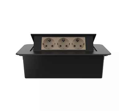 Изображение 2 Розетка Livolo VL-SHS013-EU13-B Gold in Black 3-портовая