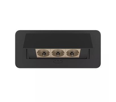 Изображение 3 Розетка Livolo VL-SHS013-EU13-B Gold in Black 3-портовая