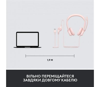 Изображение 6 Наушники Logitech H390 USB Rose — 981-001281 поворотный