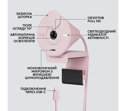 Изображение 6 Веб-камера Logitech Brio 300 Rose - 960-001448