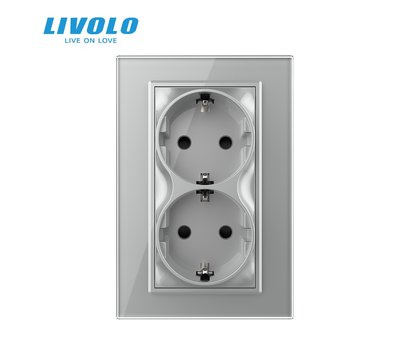 Изображение 2 Розетка Livolo VL-C7CTF16A.TF16A-IP Grey glass 2-портовая