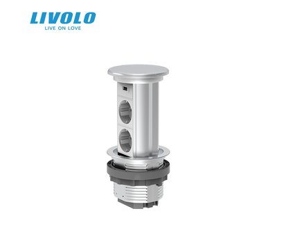 Изображение 2 Розетка Livolo VL-SHS019-FCTC-S Grey 2-портовая