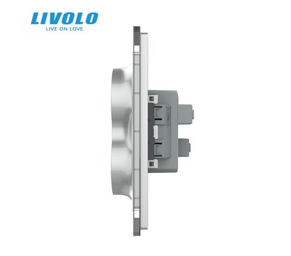 Изображение 3 Розетка Livolo VL-C7CTF16A.TF16A-IP Grey glass 2-портовая