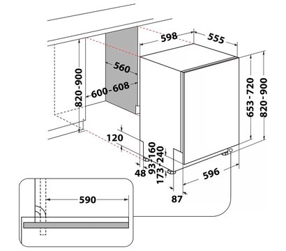 Изображение 12 Посудомойка врезная Whirlpool WIC3C33PFE